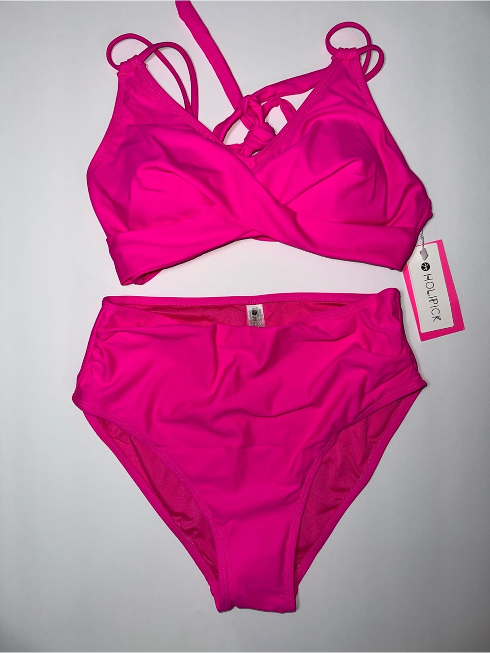 HoliPick Women’s High-Waist Bikini Set in Hot Pink